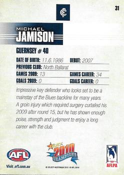 2010 Select AFL Champions #31 Michael Jamison Back